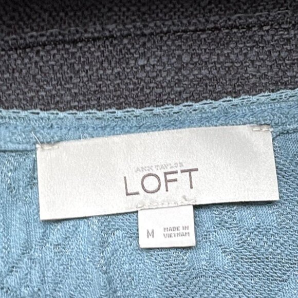 LOFT Blue Floral Lace Long Sleeve Top | Size M - Picture 5 of 6